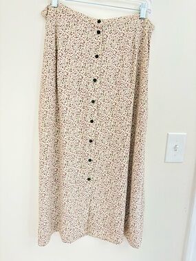 Vintage 90s Eddie Bauer Floral Maxi Skirt Cottagecore Prairie 18P Button Front